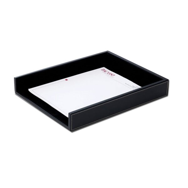 Dacasso Rustic Black Leather Letter Tray AG-1201 - main